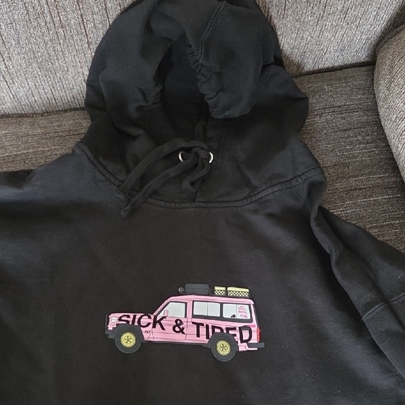 Anti Social Social Club Tops - Black Hoodie with Pink Graphic